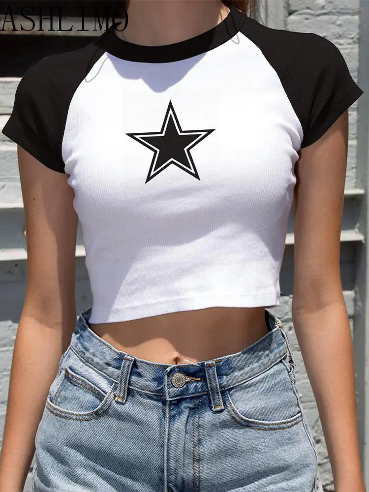 Y2K Star Crop Top